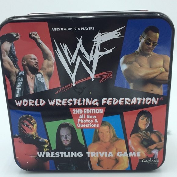 Vintage WWF World Wrestling Federation Trivia Game 1999 in Storage Tin - Picture 10 of 11